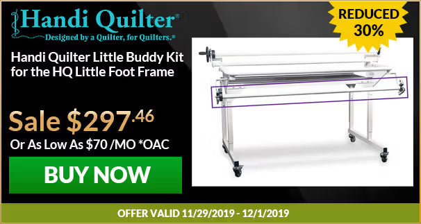 Handi Quilter Little Buddy Kit for HQ Little Foot Frame with promotional text and price.
