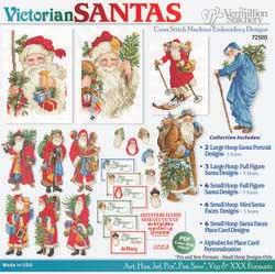 Victorian Santas Machine Cross-Stitch Embroidery Designs