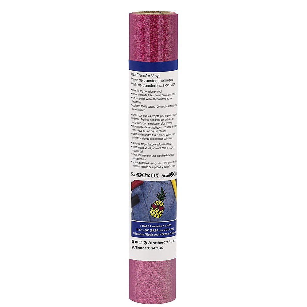 Brother ScanNCut Iron - on Craft Glitter Vinyl, Hot Pink, 3 FT - Sewingmachinesplus.com