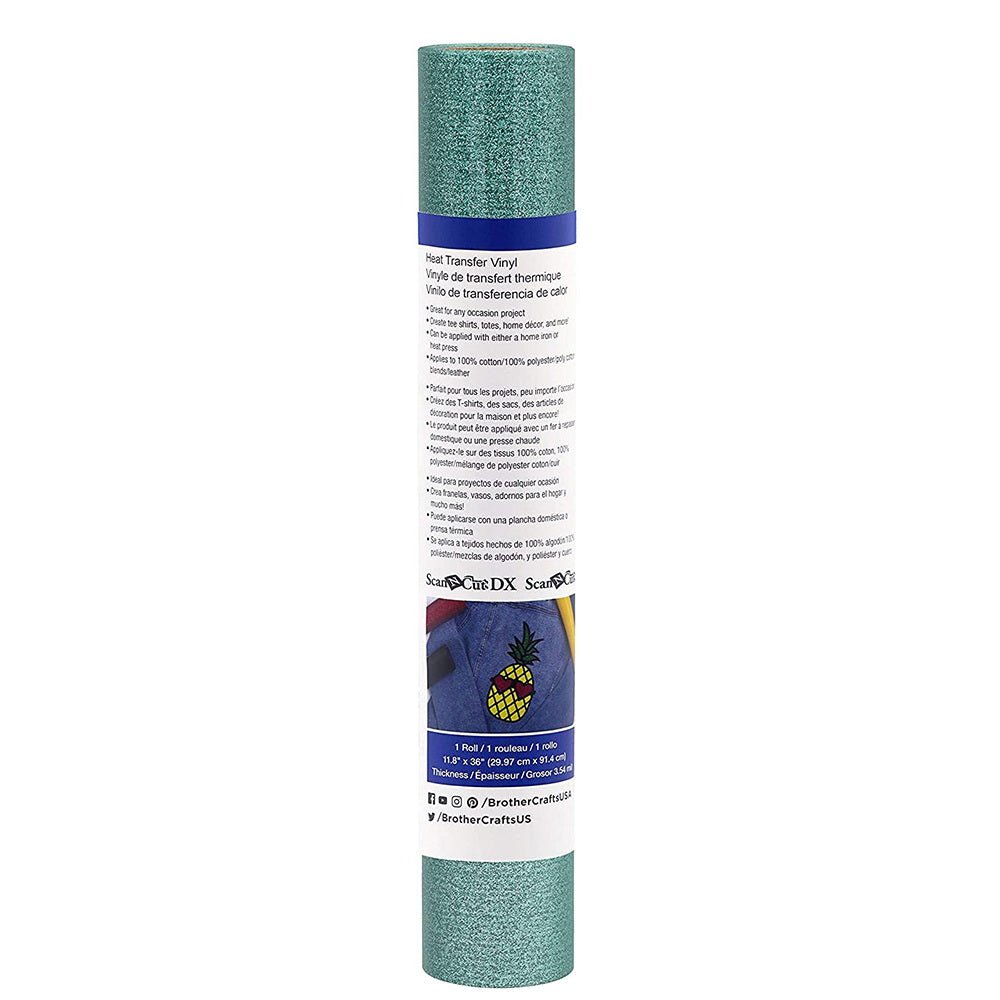Brother ScanNCut Iron - on Craft Glitter Vinyl, Jade, 3 FT - Sewingmachinesplus.com
