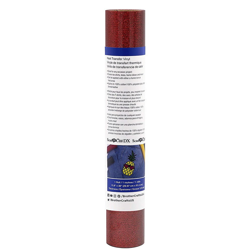 Brother ScanNCut Iron - on Craft Glitter Vinyl, Red, 3 FT - Sewingmachinesplus.com
