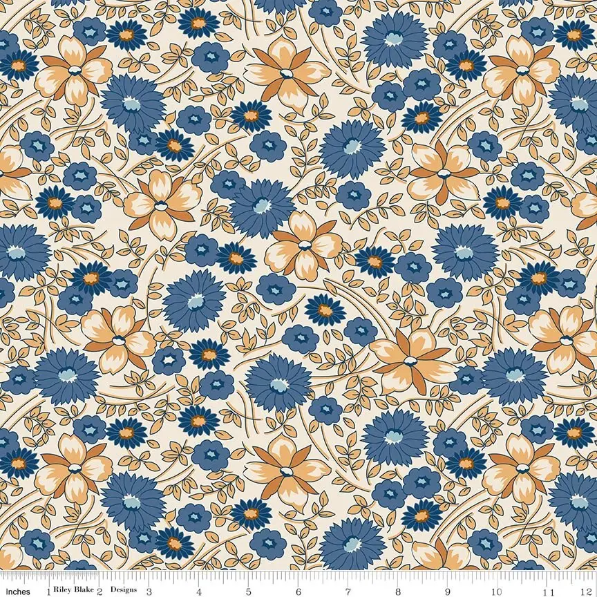 Riley Blake Wide Back Denim & Daisy Prairie Flower Multi 1yd Cut (WB18152-MULTI)