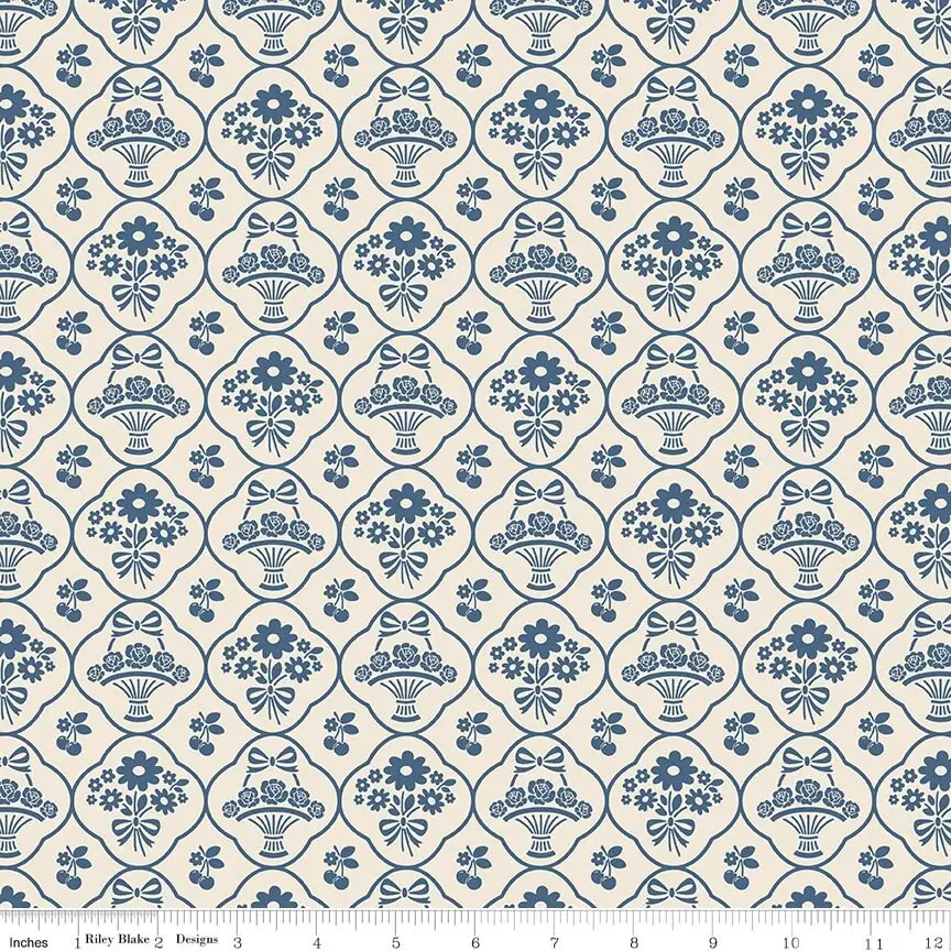 Riley Blake Wide Back Denim & Daisy Wallpaper 1yd Cut (WB18153-DENIM)