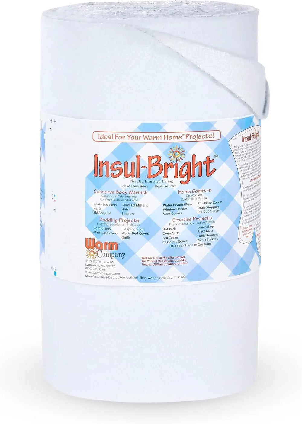 Insul-Bright 45x40yd batting roll, The Warm Company, white