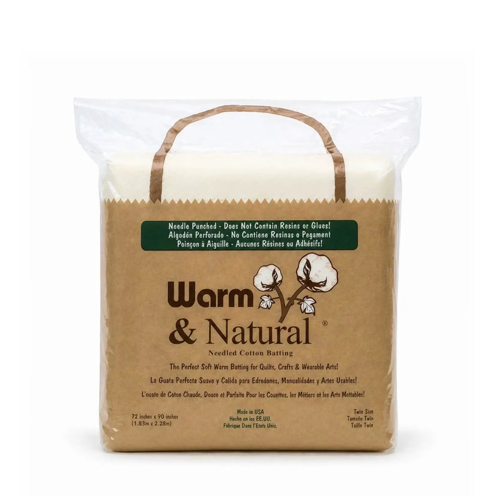 Warm & Natural Needled Cotton Batting, Twin Size 72in x 90in, The Warm Company