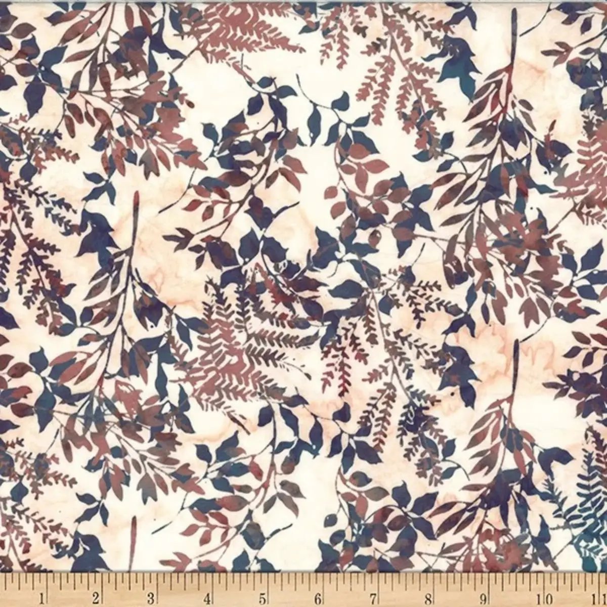Autumn Mist Leafy Branches Wheat Batik Quilting Fabric