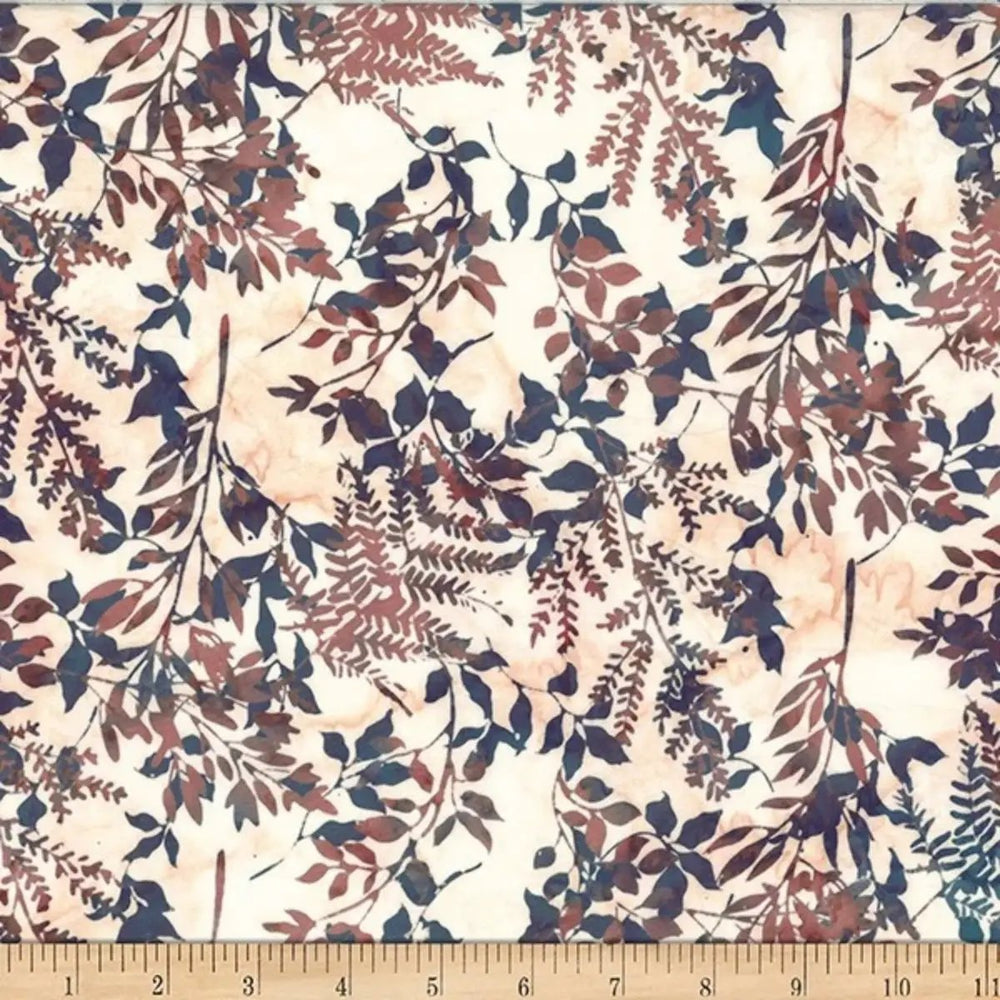 Autumn Mist Leafy Branches Wheat batik quilting fabric by Hoffman Fabrics, SKU X2627H-84