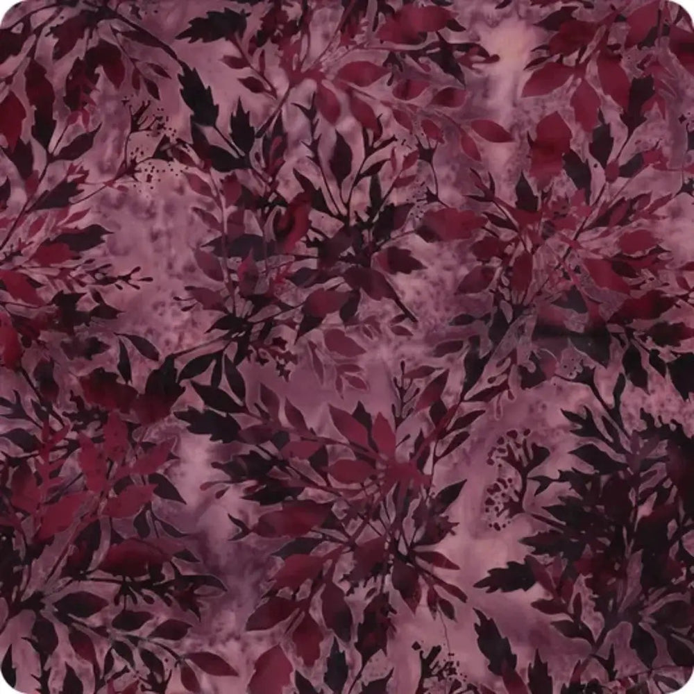 Vineyard Harvest Leafy Plum purple batik quilting fabric by Hoffman Fabrics, SKU X2646-46