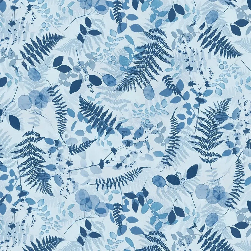 Naturescape Digital Ferns Pale Blue botanical quilting fabric by Liz St. Andre for Clothworks