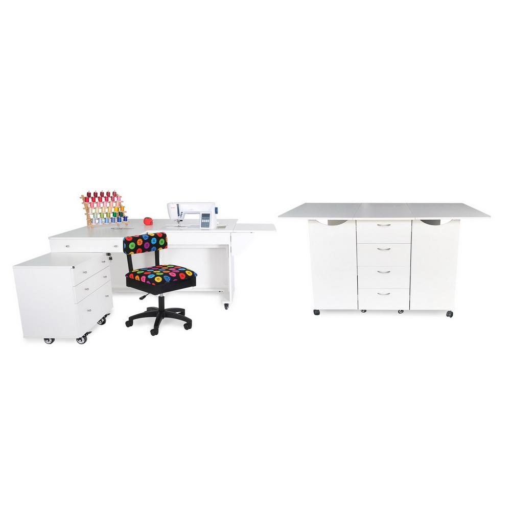 Kangaroo Sewing Furniture Kookaburra, Kangaroo and Joey II Bundle Cabinet Set (Ash White) - Sewingmachinesplus.com