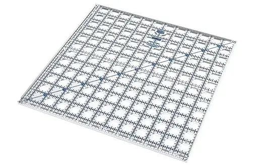 Grace TrueCut Ruler Combo, clear acrylic grid ruler with blue markings by Grace Company