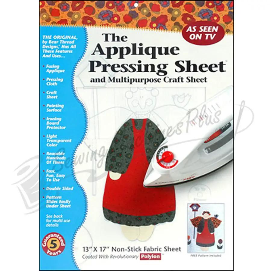 Brewer The Applique Pressing Sheet packaging, blue and white, 13 x 17 non-stick fabric sheet
