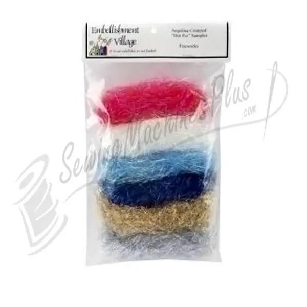 Angelina Crimped Hot Fix Sampler Fireworks by Embellishment Village; set of 4 fiber crimps in red, white, blue, gold