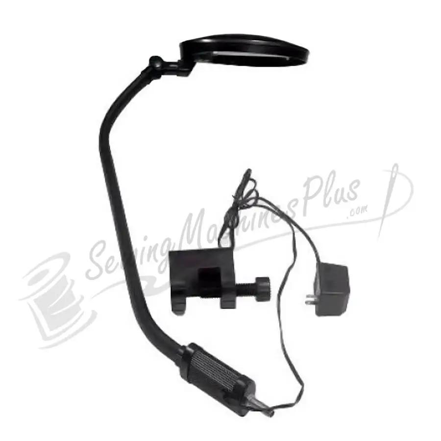 Sew Rite Flex A Beam Natural desk lamp with black gooseneck, clamp mount, and power cord