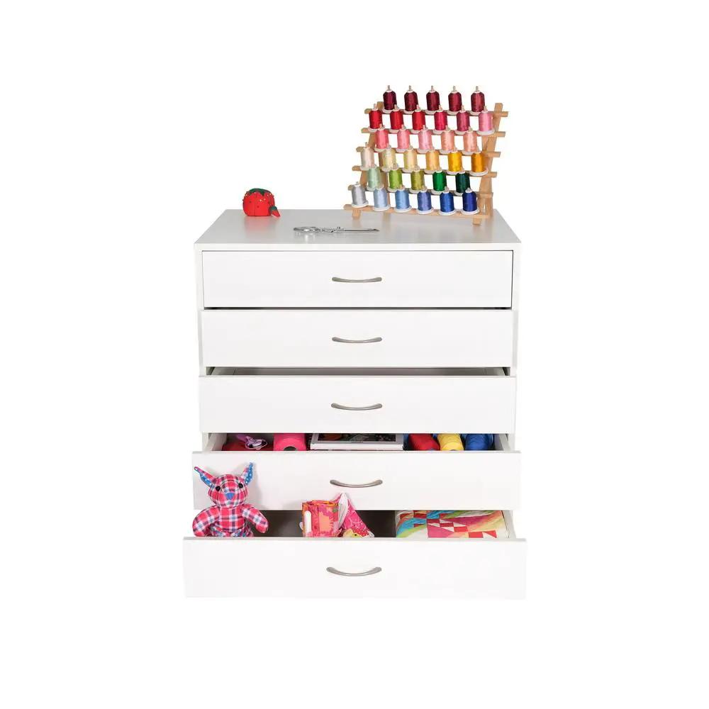 Arrow Mod 5-Drawer Caddy in white with top spool rack.