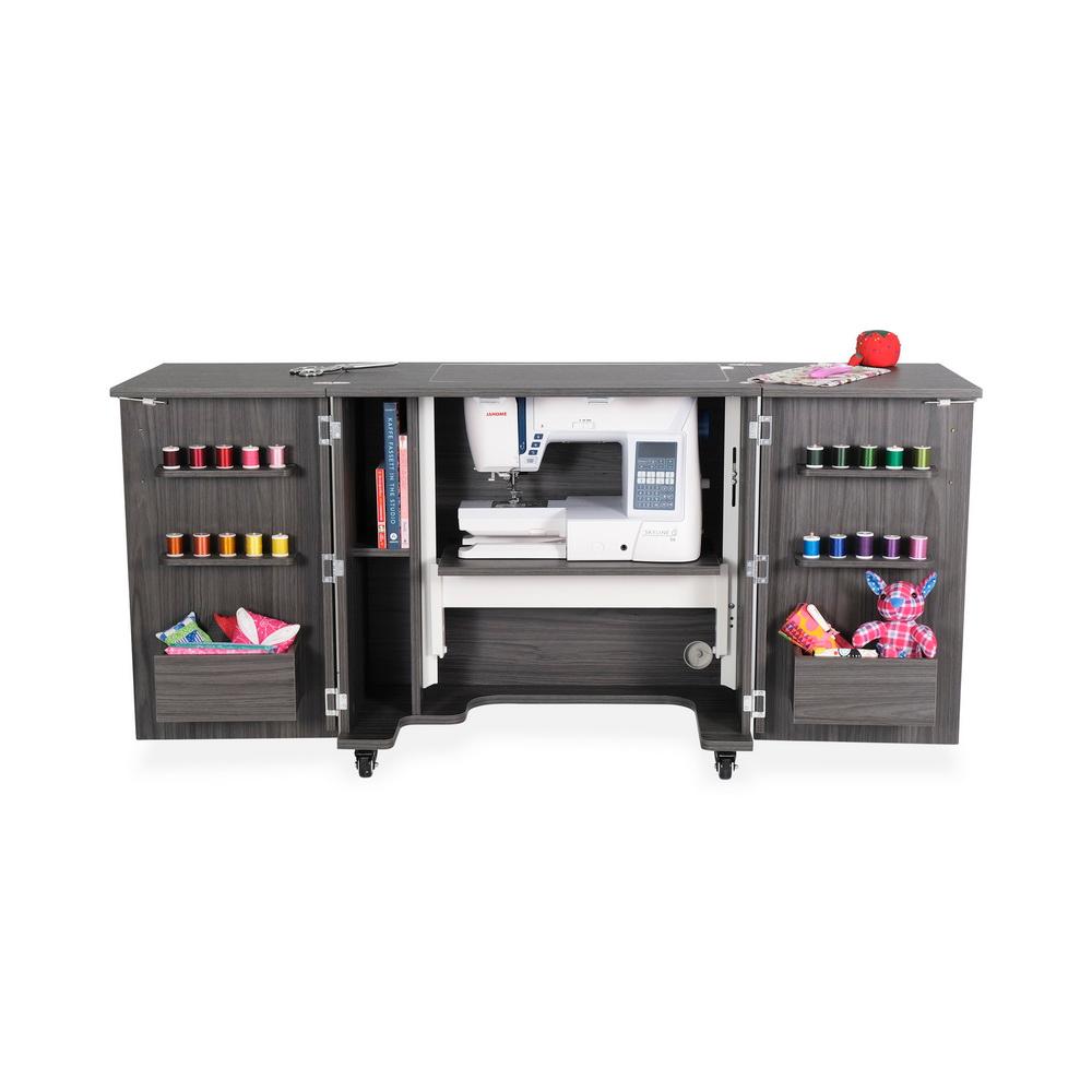 Kangaroo Sewing Furniture Bandicoot 2 Cabinet Studio Set with Kiwi Storage Cabinet and Arrow Hydraulic Chair - Grey B8207 - Sewingmachinesplus.com