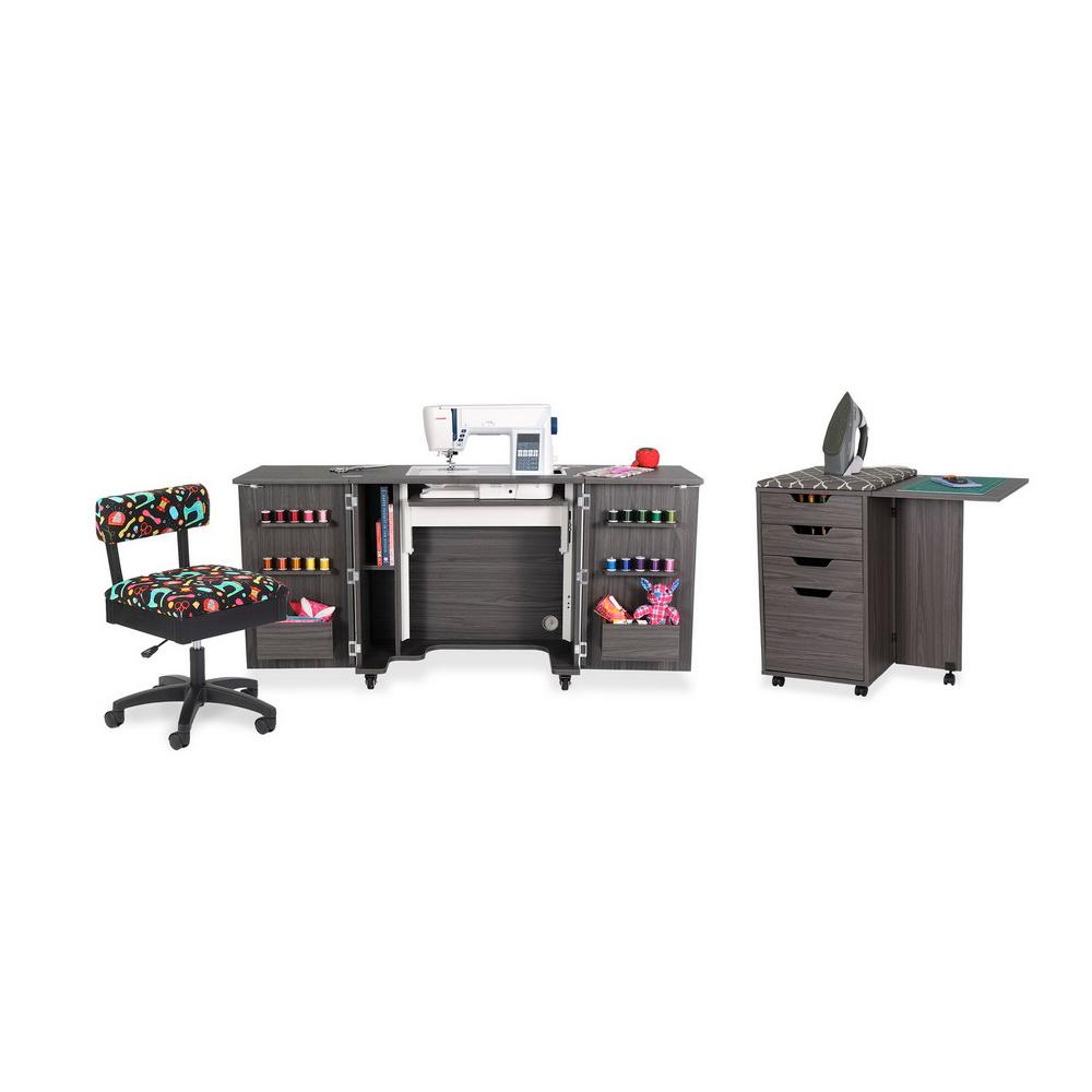 Kangaroo Sewing Furniture Bandicoot 2 Cabinet Studio Set with Kiwi Storage Cabinet and Arrow Hydraulic Chair - Grey B8207 - Sewingmachinesplus.com