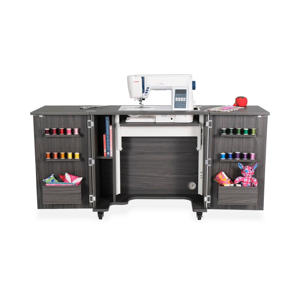 Kangaroo Sewing Furniture Bandicoot 2 Cabinet Studio Set with Kiwi Storage Cabinet and Arrow Hydraulic Chair - Grey B8207 - Sewingmachinesplus.com