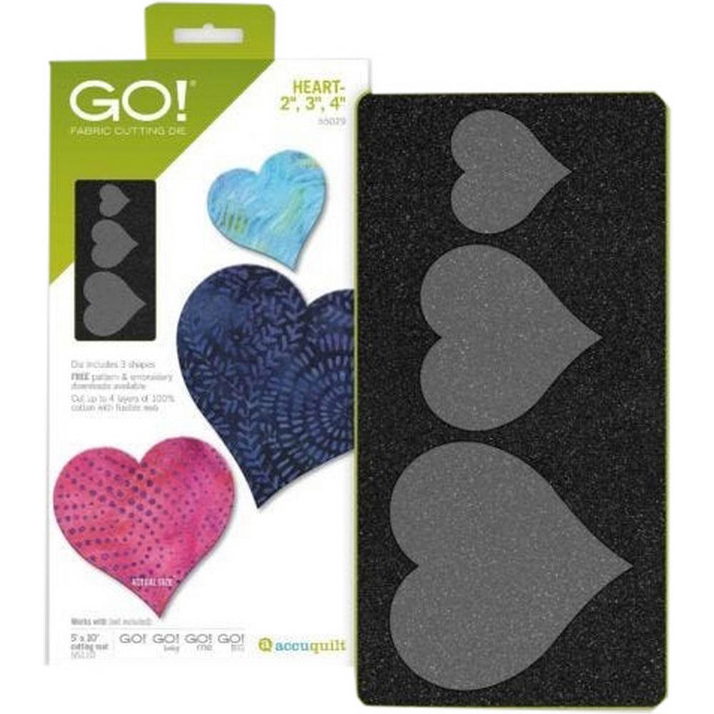 AccuQuilt Go! Geometric Die - Heart 2 Inch, 3 Inch, 4 Inch (55029)