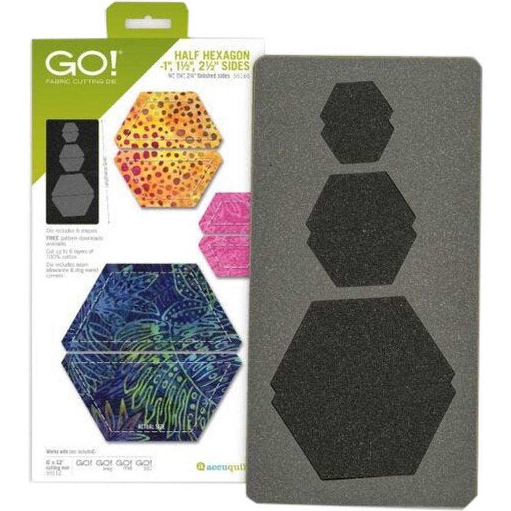 GO! Half Hexagon - 1in, 1 1/2in, 2 1/2in Sides (3/4in, 1 1/4in, 2 1/4in Finished) Geometric Die - Sewingmachinesplus.com