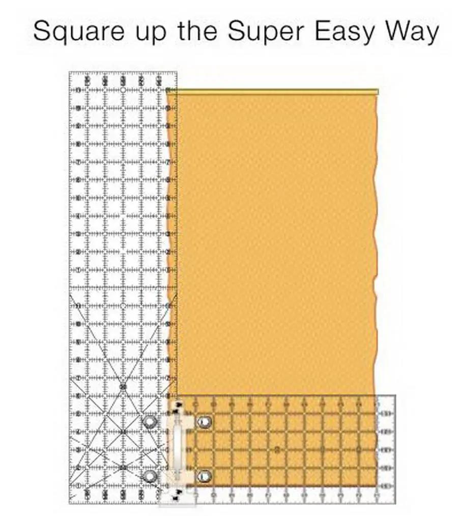 Quilt Ruler Connector by Guidelines 4 Quilting; orange fabric with clear grid rulers