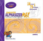 Dakota Alphasizer MAX embroidery design software ASM001 by Dakota Collectibles in purple/orange packaging