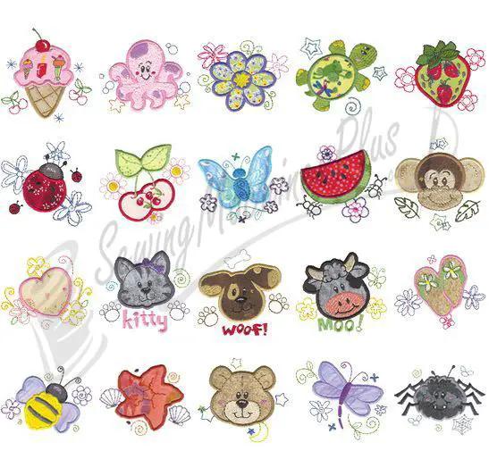 Dakota Collectibles Applique Fun Embroidery Designs - 970307: assorted colorful embroidery motifs
