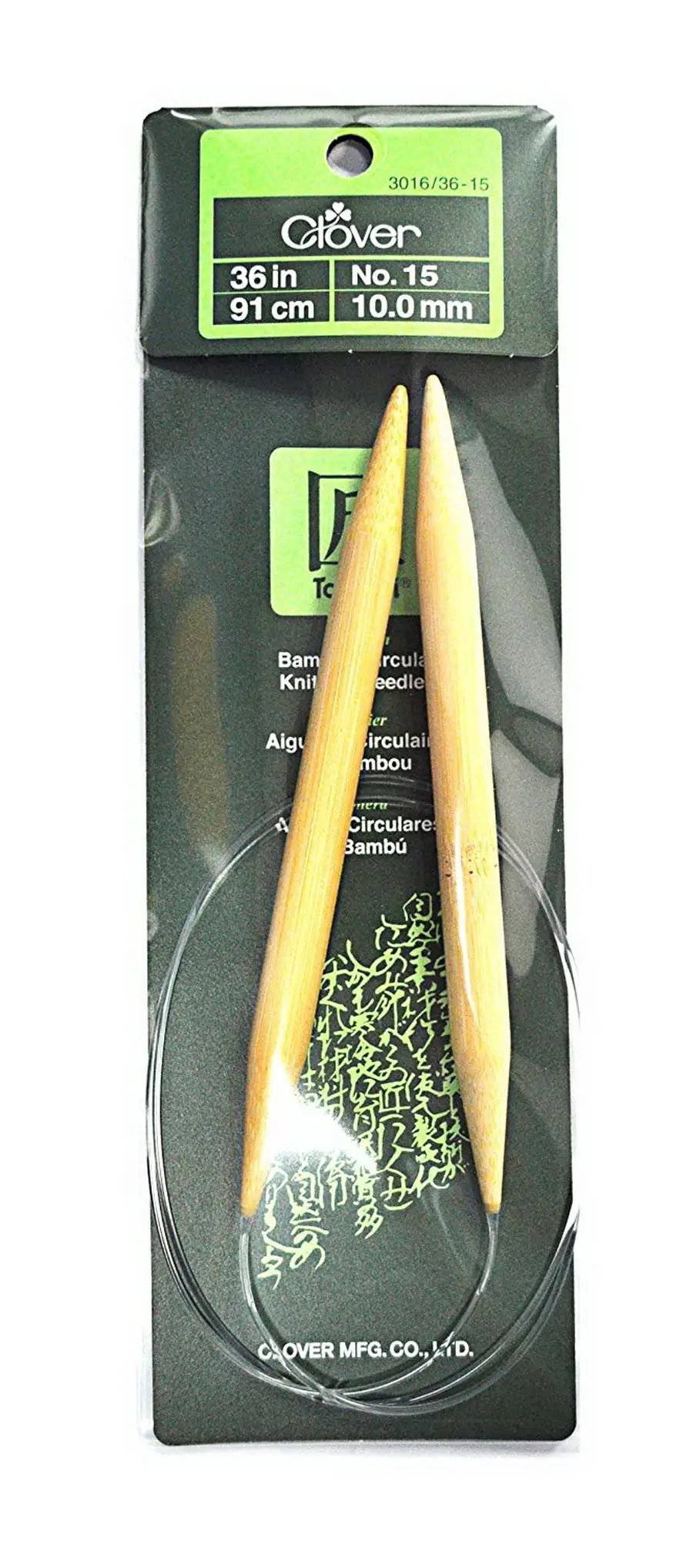 Clover Takumi circular bamboo knitting needles, 36in (91cm), No. 15, 10.0 mm
