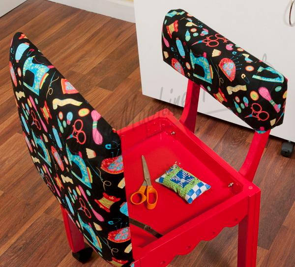 Arrow Sewing Chair Black Riley Blake fabric on Red 7016B