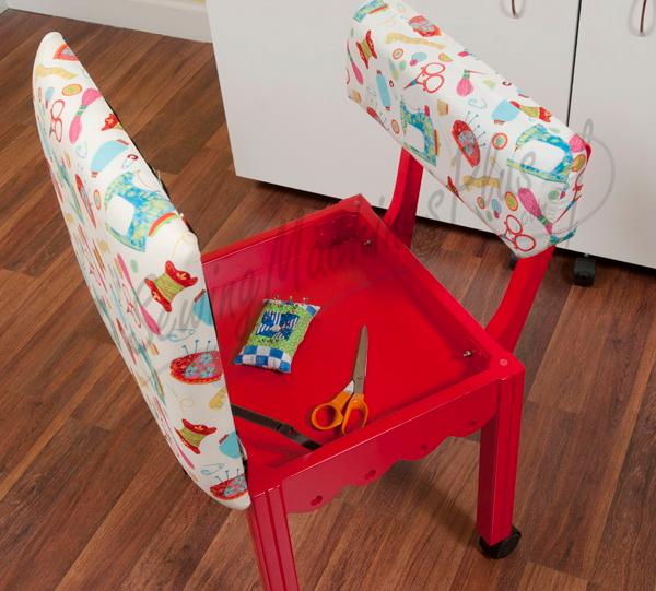 Arrow Sewing Chair White Riley Blake fabric on Red 7016W