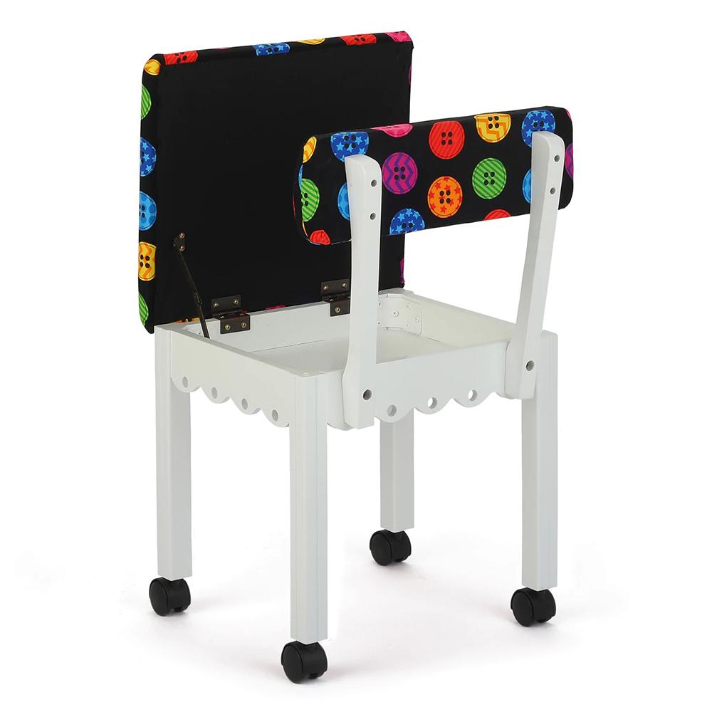 Arrow Sewing Chair with Button Fabric on White 8011