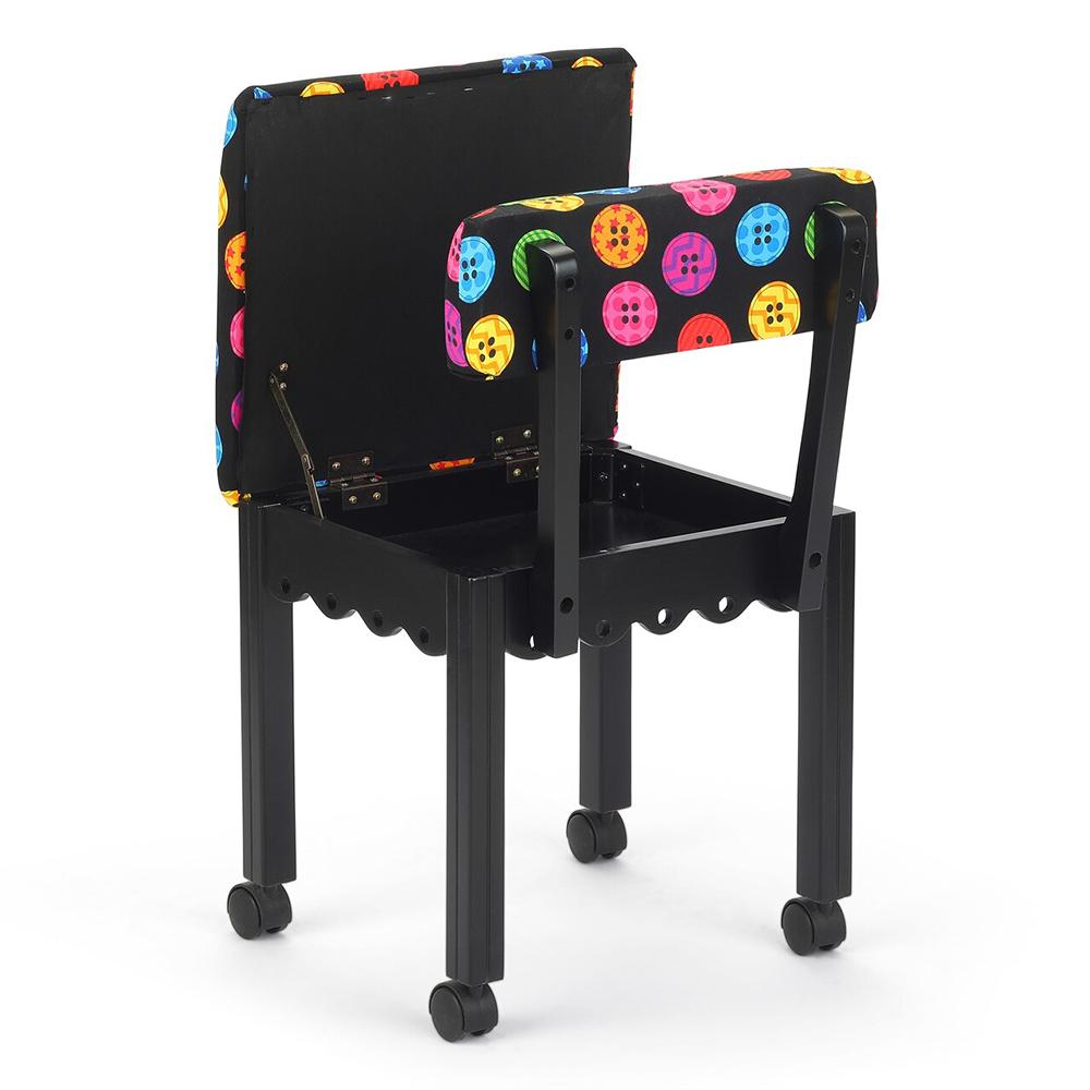 Arrow Sewing Chair with Button Fabric on Black 8013