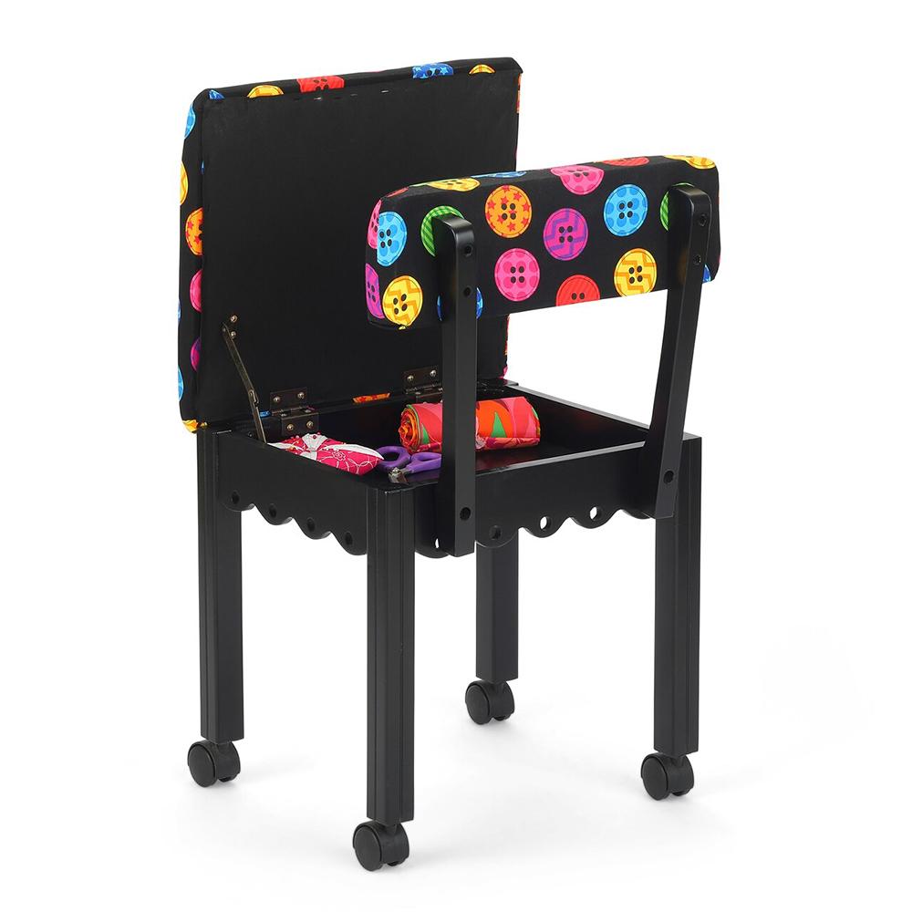 Arrow Sewing Chair with Button Fabric on Black 8013