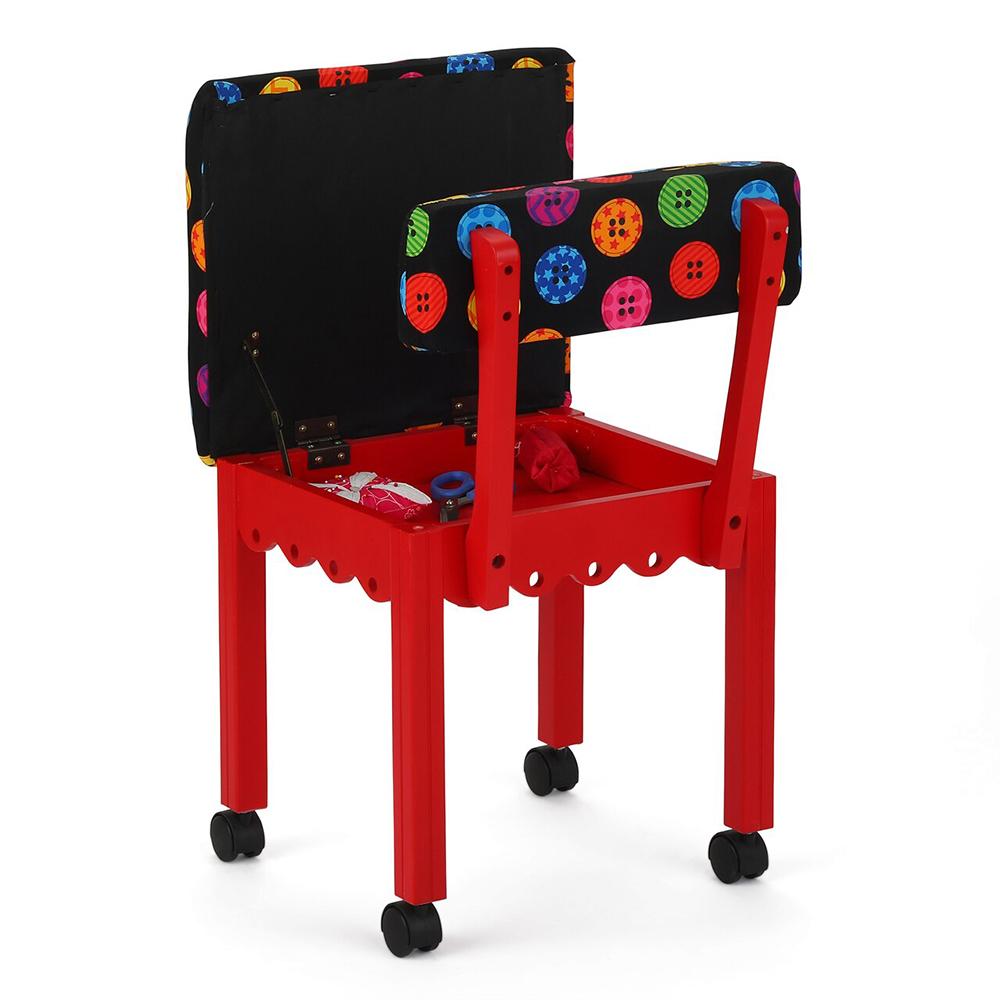 Arrow Sewing Chair with Button Fabric on Red 8016