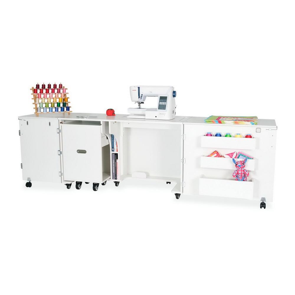 Kangaroo Sewing Furniture Aussie Studio and Dingo II WHITE Sewing Cabinets with Air Lift (AS-WHT)