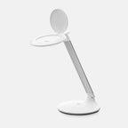 Daylight Halo 5D LED table magnifier on white base with angled arm