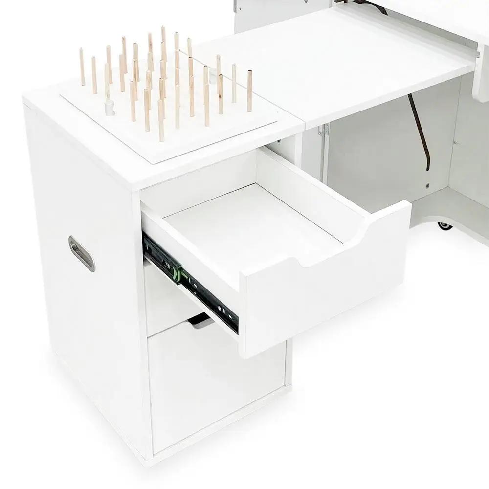 Kangaroo Sewing Furniture Outback XL Hydraulic Lift Sewing Cabinet (Available in Teak, White or Gray) - Sewingmachinesplus.com