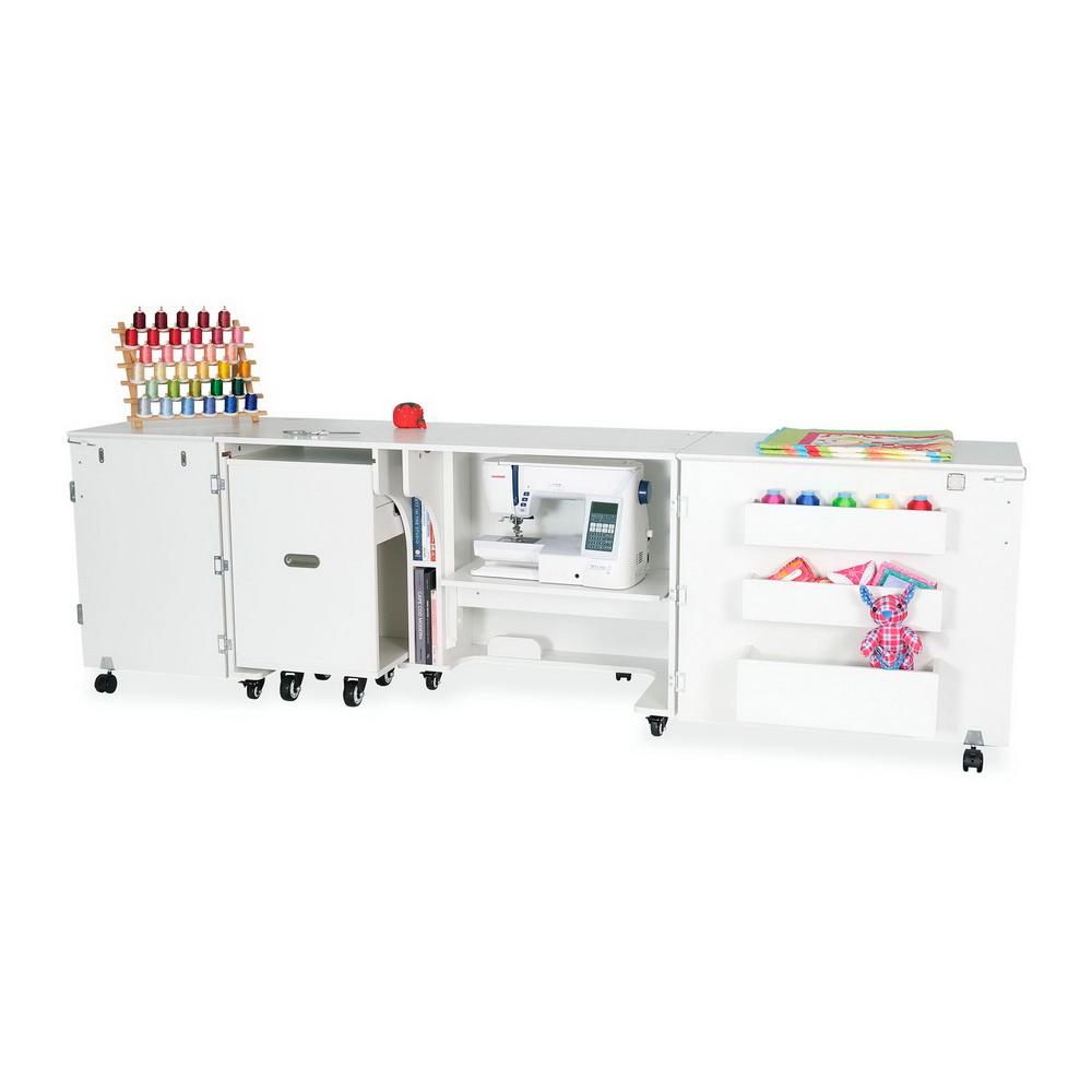 Kangaroo Sewing Furniture Aussie Studio and Dingo II WHITE Sewing Cabinets with Air Lift (AS-WHT)