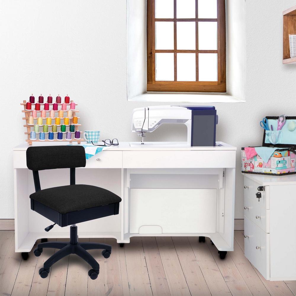 H8170 Arrow Adjustable Height Hydraulic Sewing and Craft Chair - Baroness Black - Sewingmachinesplus.com