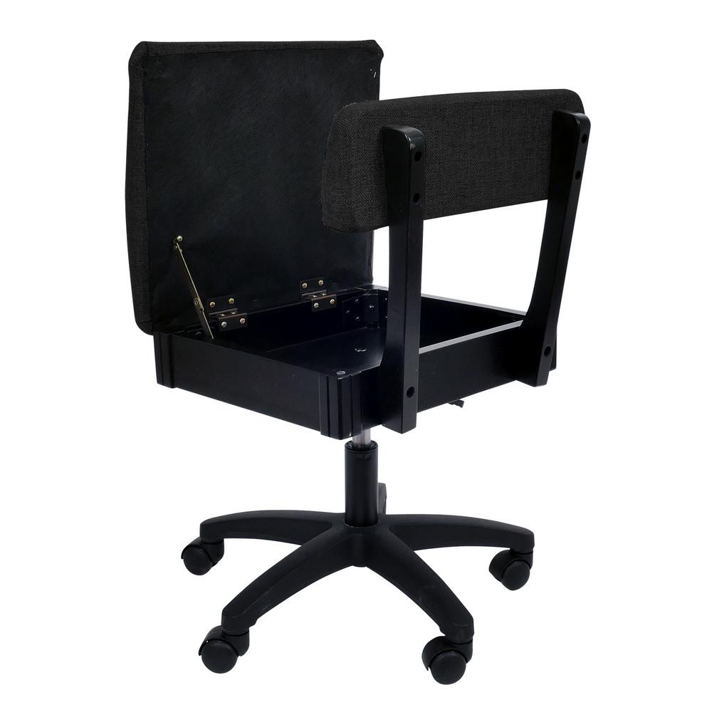 H8170 Arrow Adjustable Height Hydraulic Sewing and Craft Chair - Baroness Black - Sewingmachinesplus.com