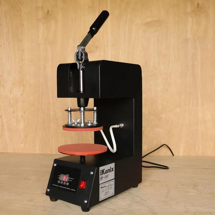 Ricoma plate heat press HP-08P/HP-10P, black steel frame with red round platens and digital control panel