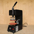 Ricoma plate heat press HP-08P/HP-10P, black steel frame with red round platens and digital control panel