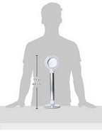 Daylight Halo 8D table magnifying lamp on metal stand with round lens, white and silver