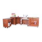 Sewing cabinet set by Kangaroo Sewing Furniture in teak on casters