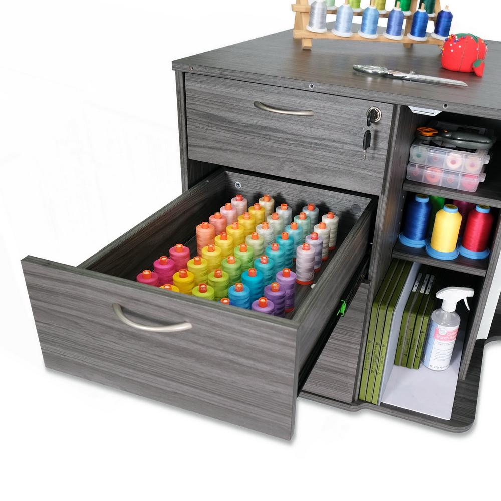 Kangaroo Sewing Sydney Cabinet with Hydraulic Lift (Ash White) - Sewingmachinesplus.com