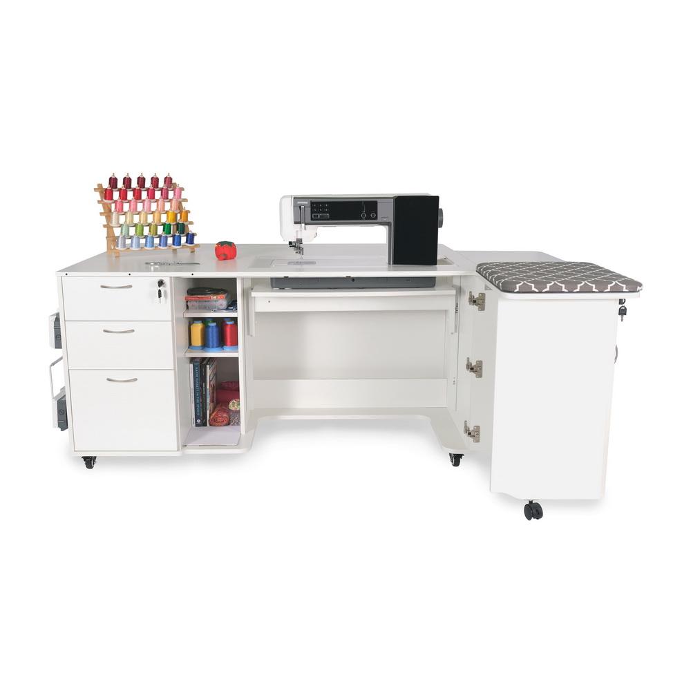 Kangaroo Sewing Sydney Cabinet with Hydraulic Lift (Ash White) - Sewingmachinesplus.com