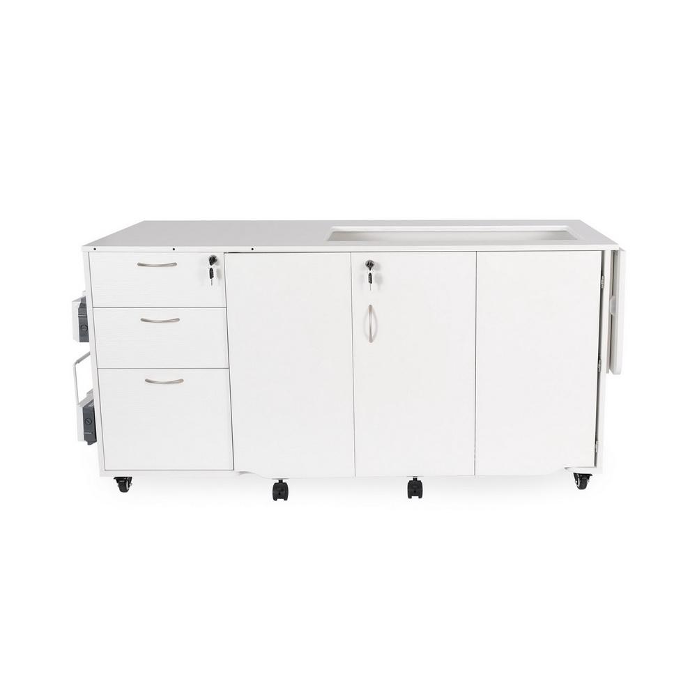 Kangaroo Sewing Sydney Cabinet with Hydraulic Lift (Ash White) - Sewingmachinesplus.com