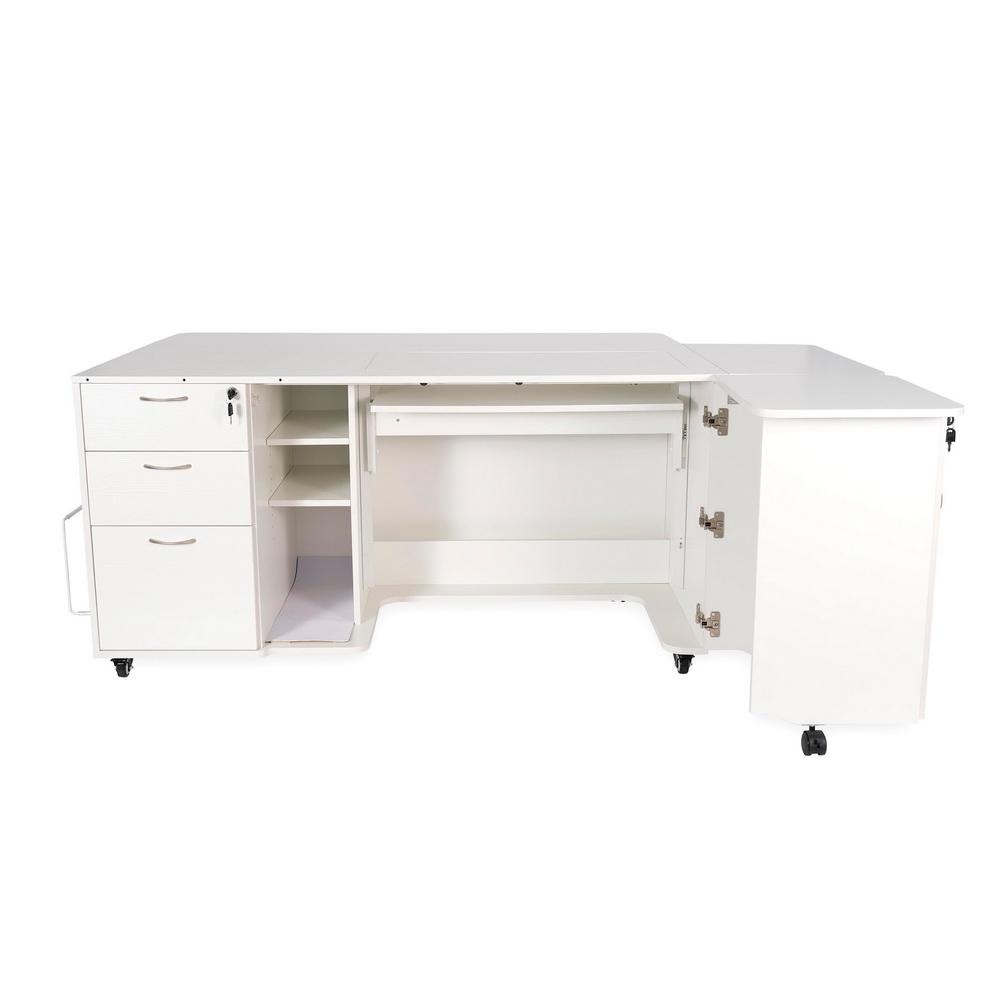 Kangaroo Sewing Sydney Cabinet with Hydraulic Lift (Ash White) - Sewingmachinesplus.com