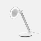 Daylight Halo LED Table Magnifier with white base and adjustable arm