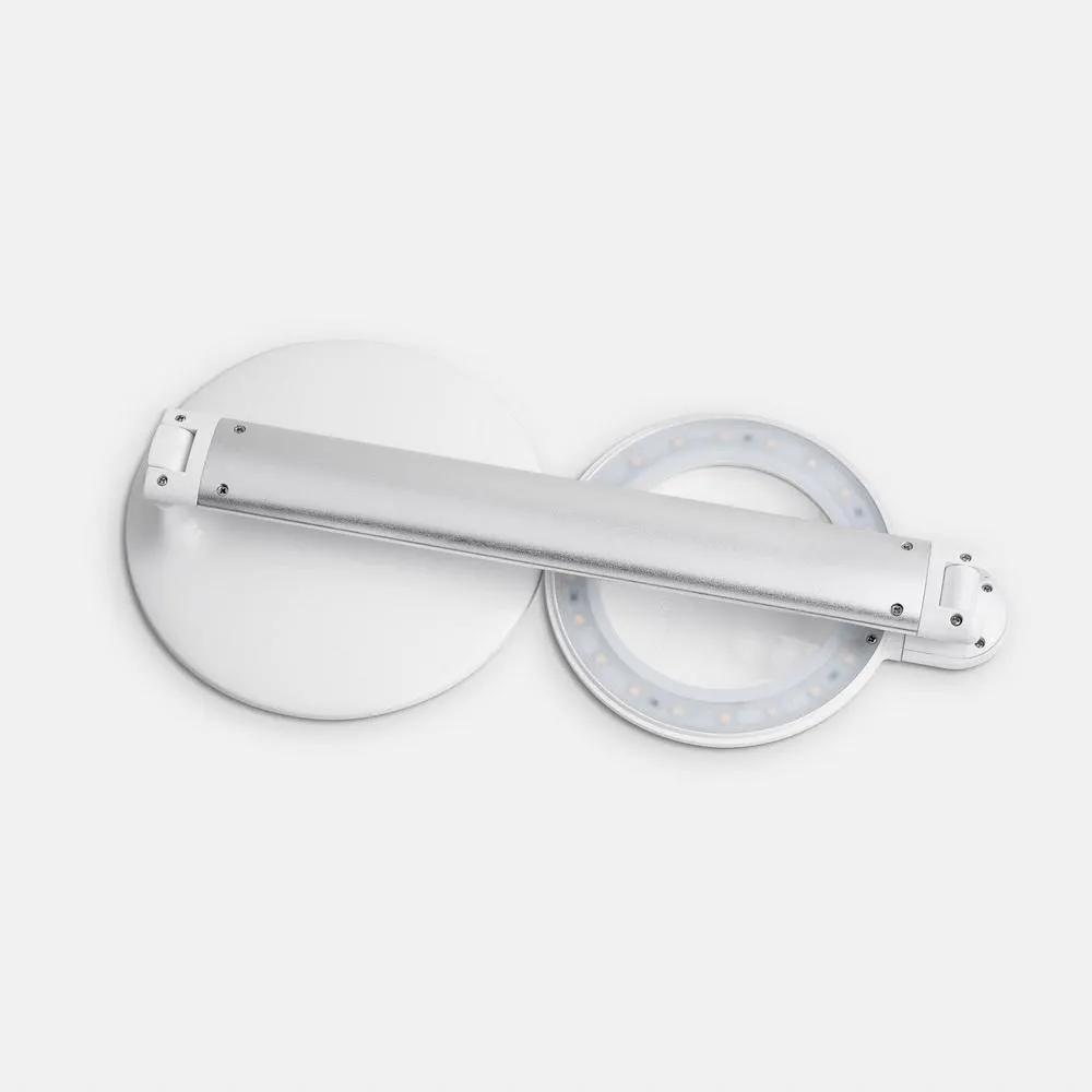 Daylight Halo LED Table Magnifier with round magnifier lens and white base